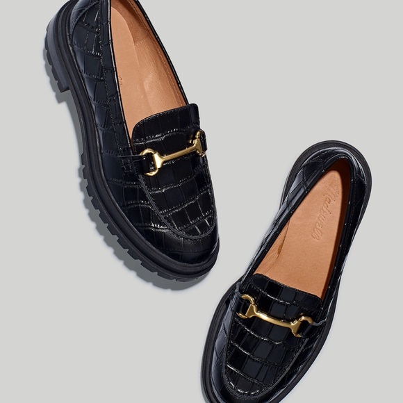 Madewell The Bradley Hardware Lugsole Loafer in Croc Embossed Leather 5.5 - Picture 2 of 3